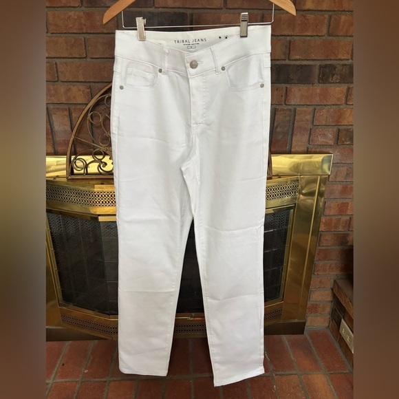 TRIBAL WOMENS SOPHIA CURVY FIT STRETCHY CASUAL
WHITE STRAIGHT LEG JEANS SZ 6 - Picture 4 of 11